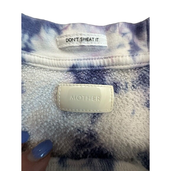 Mother Denim Size XS Square Wash Tie Dye Sweatshirt Blueberry Rainbow Patch #N12 - Picture 8 of 14
